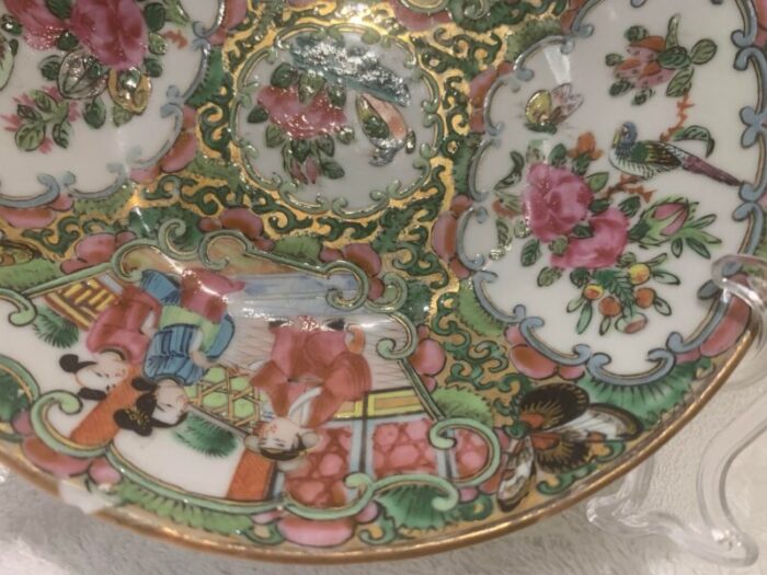 1830 antique chinese export porcelain small dishbowl in the famille rose mandarin 7508