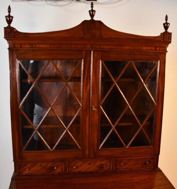 1880s american federal mahogany secretary desk hutch display cabinet bookcase 1005