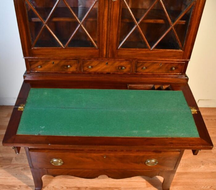 1880s american federal mahogany secretary desk hutch display cabinet bookcase 1376