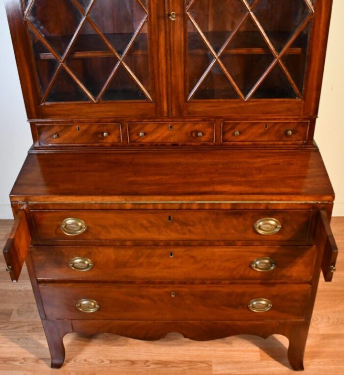 1880s american federal mahogany secretary desk hutch display cabinet bookcase 1468