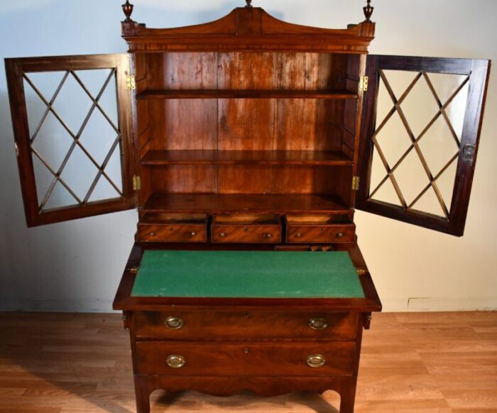 1880s american federal mahogany secretary desk hutch display cabinet bookcase 5131