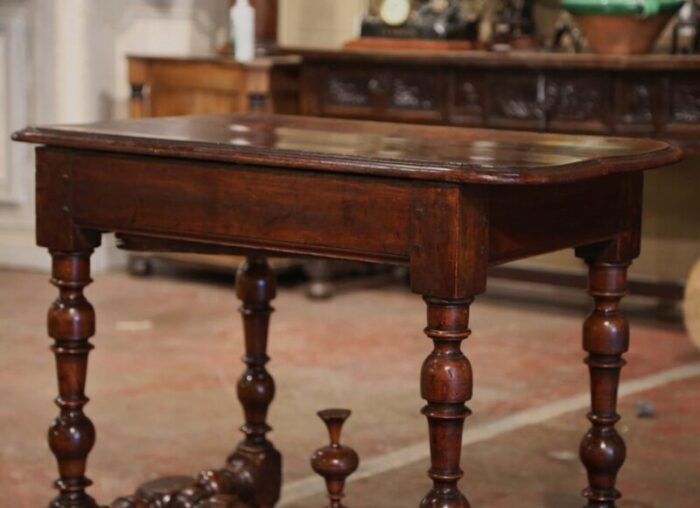 18th century french louis xiii carved walnut and beech turned leg side table 0591