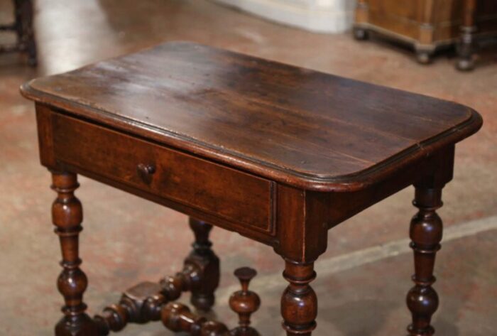 18th century french louis xiii carved walnut and beech turned leg side table 3276