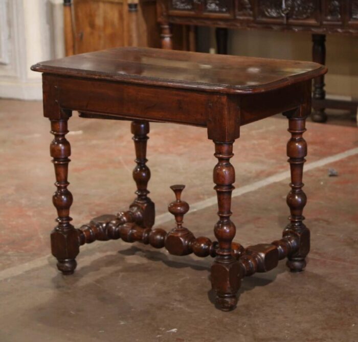 18th century french louis xiii carved walnut and beech turned leg side table 4675