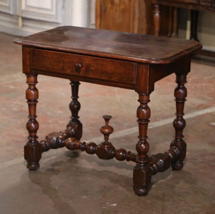 18th century french louis xiii carved walnut and beech turned leg side table 5328