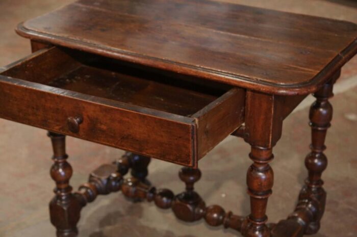 18th century french louis xiii carved walnut and beech turned leg side table 8992