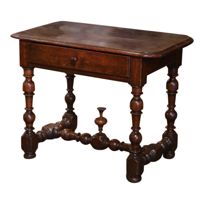 18th century french louis xiii carved walnut and beech turned leg side table 9291