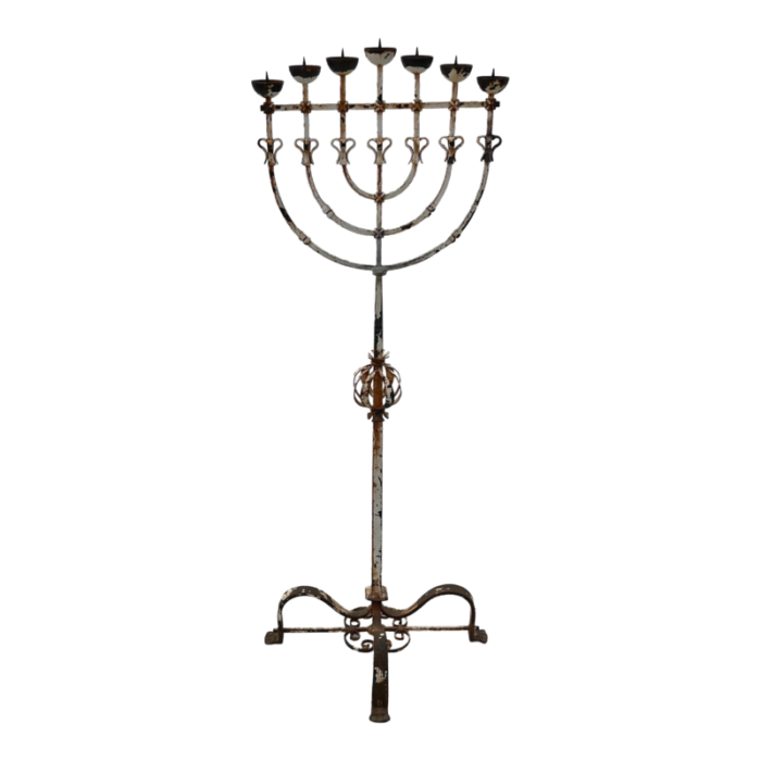 18th century iron menorahcandle holder 1639