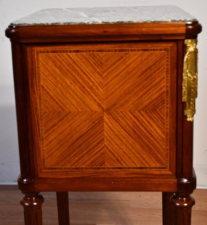 1900 antique french louis xvi walnut and marble top nightstand bedside table 0785