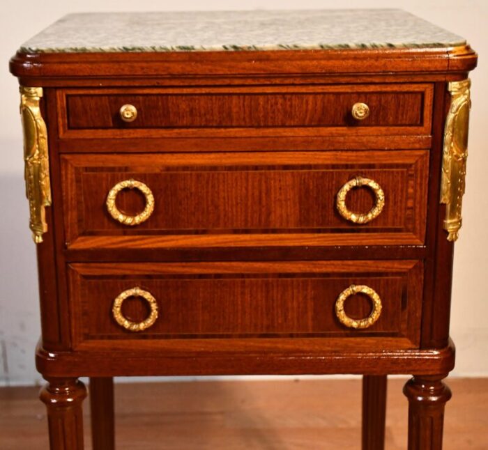 1900 antique french louis xvi walnut and marble top nightstand bedside table 1551