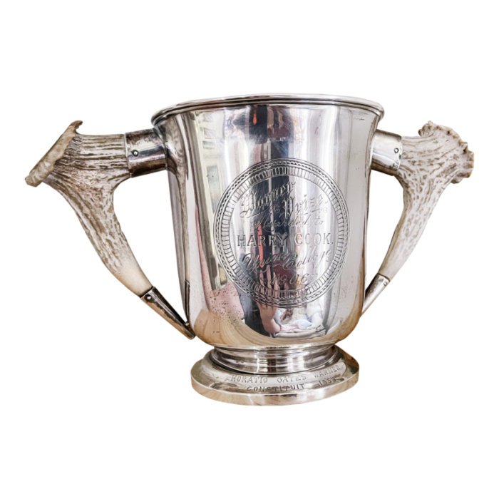 1906 sterling silver and antler union college ny trophy cup 4622