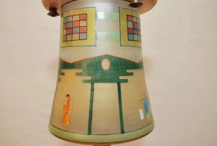 1920s all glass lantern with asian motifs 2350