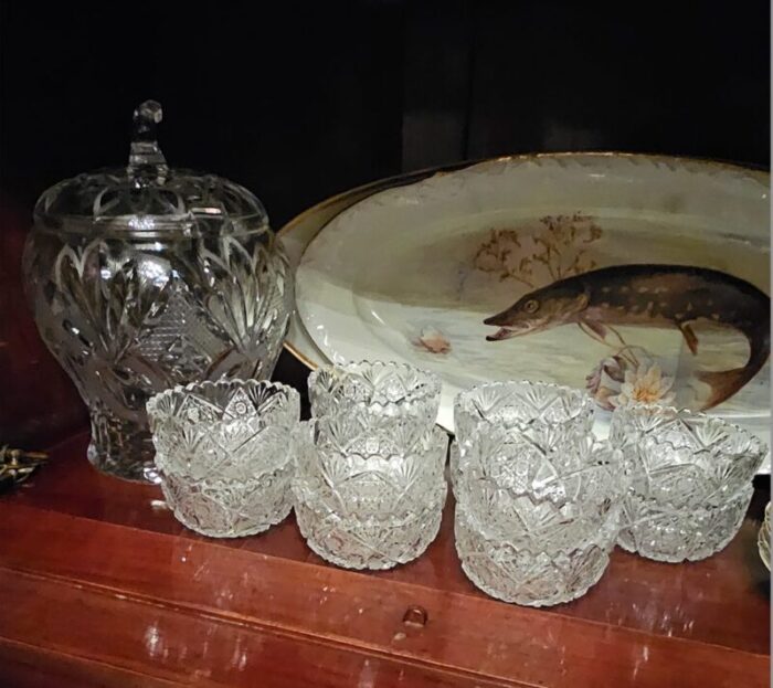 1920s handcut bohemian crystal fruit salad cups 12 pieces 1285