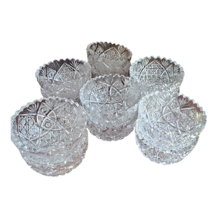 1920s handcut bohemian crystal fruit salad cups 12 pieces 2607