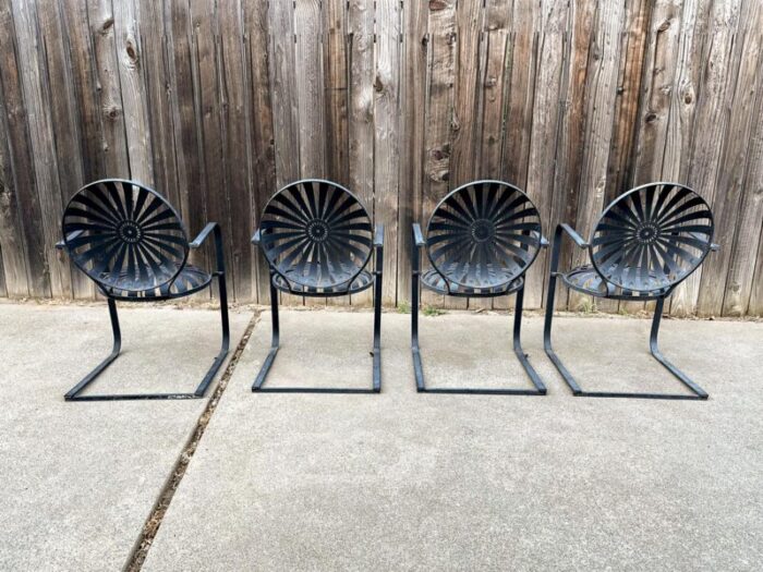 1930s french art deco francois carre cantilever metal garden chairs set of 4 4186