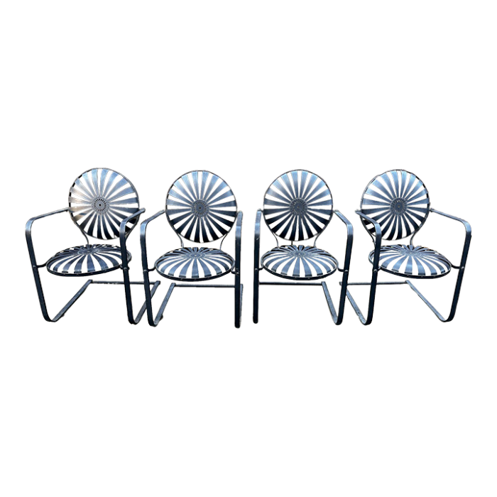 1930s french art deco francois carre cantilever metal garden chairs set of 4 5977