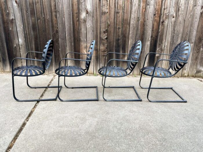 1930s french art deco francois carre cantilever metal garden chairs set of 4 6512