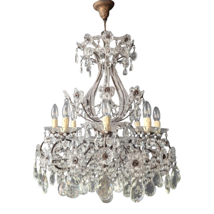 1930s lustre art nouveau flower candelabrum crystal chandelier 5934