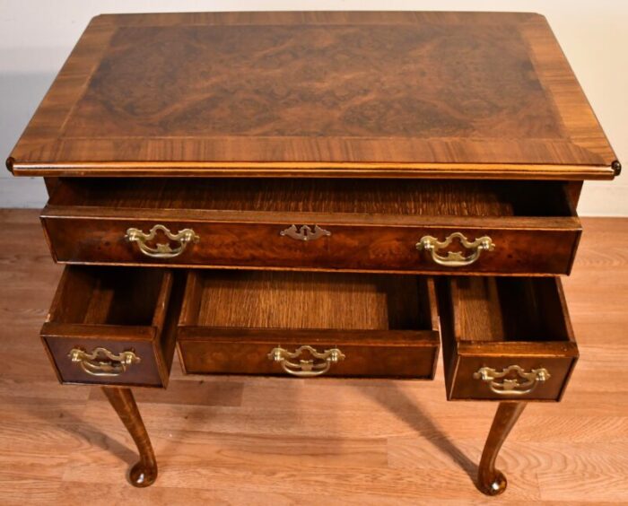 1930s queen anne burl walnut lowboy dresser 0096