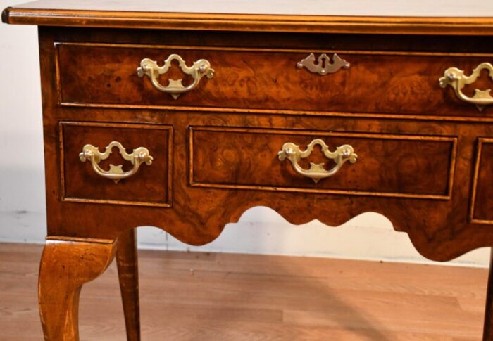 1930s queen anne burl walnut lowboy dresser 3992