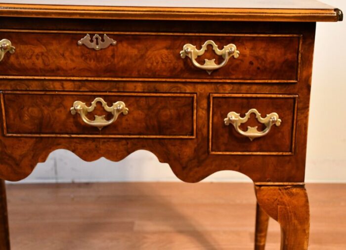 1930s queen anne burl walnut lowboy dresser 5227