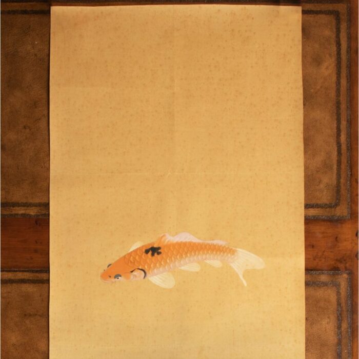 1930s showa era japanese watercolor painting on silk three carps 8243