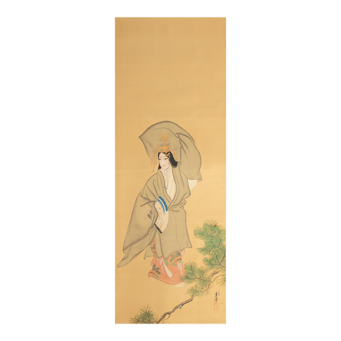 1930s showa era japanese watercolor painting on silk woman in kimono dancing 7454