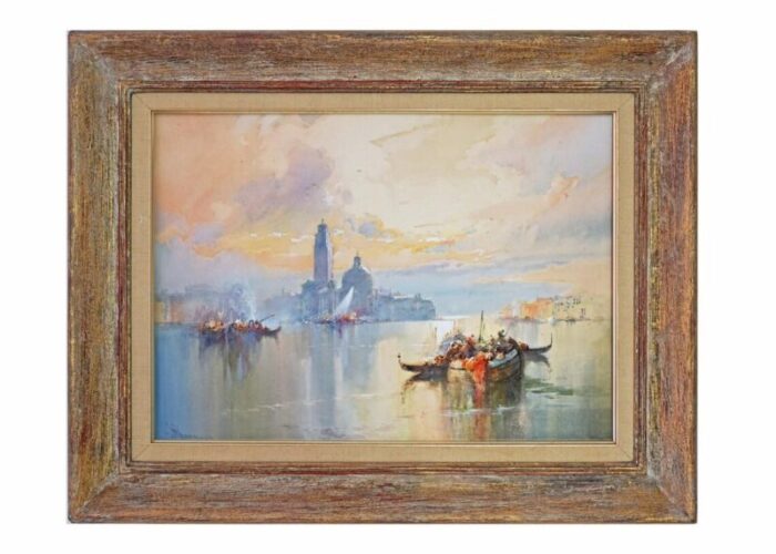 1930s venice watercolor painting framed wall art a pair 8746