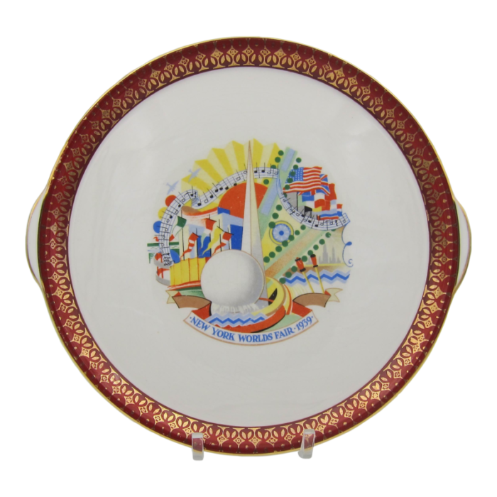 1939 new york worlds fair art deco platter or cake plate 7536