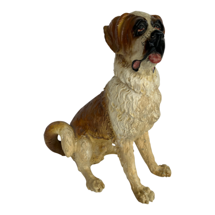 1940s large ceramic folk art figurine of st bernard dog 2636