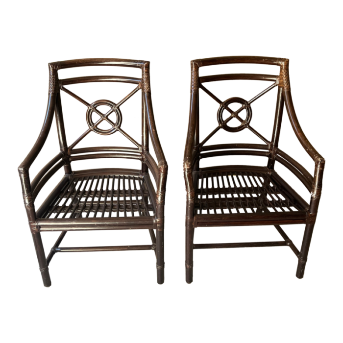 1940s mcguire rattan arm chairs set of 2 8031