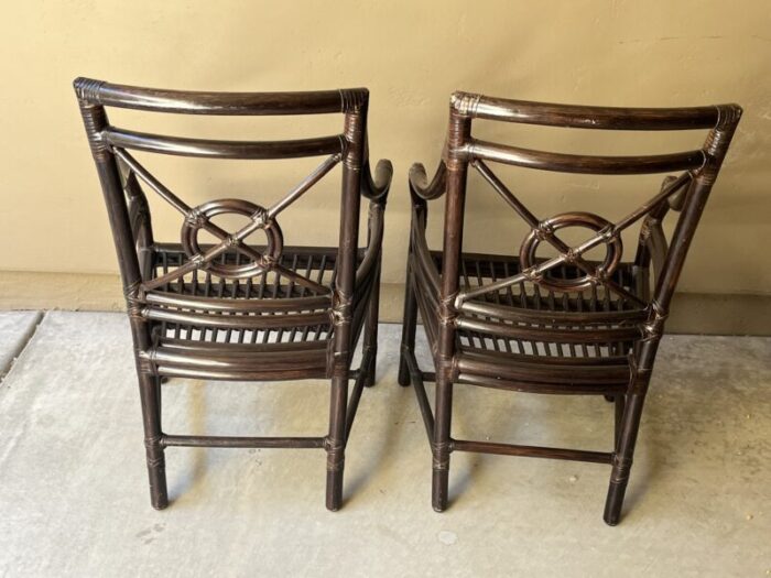 1940s mcguire rattan arm chairs set of 2 9300