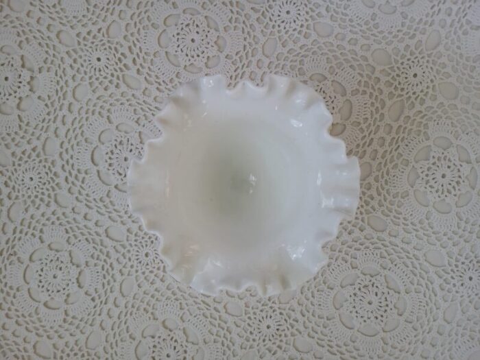 1950s fenton footed hobnail milk glass bowl 0631