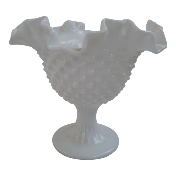 1950s fenton footed hobnail milk glass bowl 9353