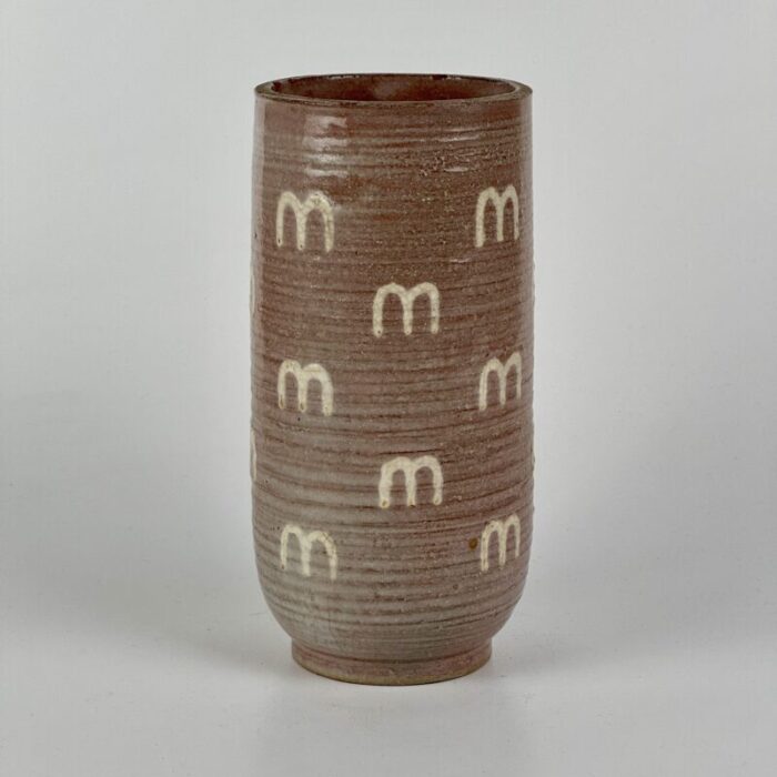 1950s henry bursztynowicz ceramic vase with m design 0345