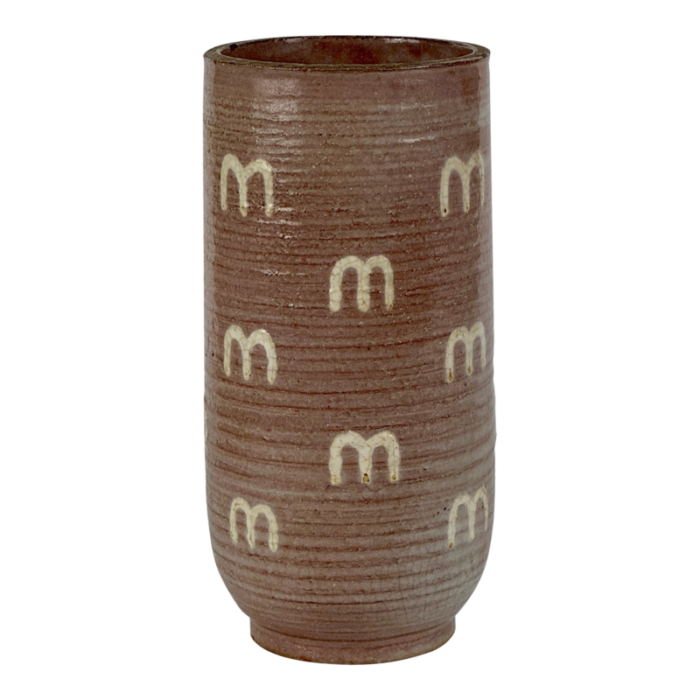 1950s henry bursztynowicz ceramic vase with m design 1411