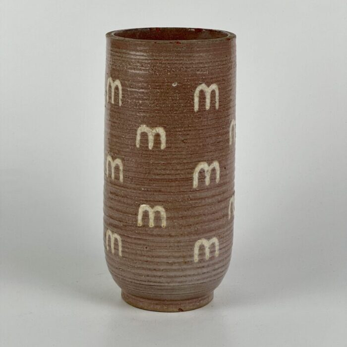 1950s henry bursztynowicz ceramic vase with m design 2599