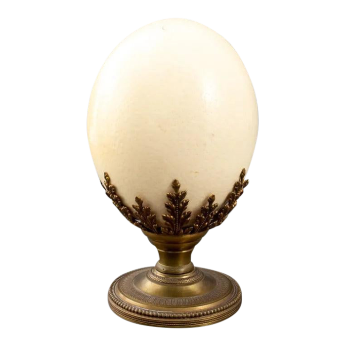 1950s ostrich egg on a neoclassical style brass base 0486