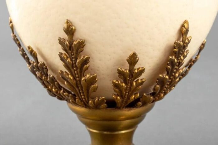 1950s ostrich egg on a neoclassical style brass base 0745