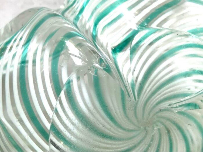 1950s paulo venini murano glass green striped bowl 9502