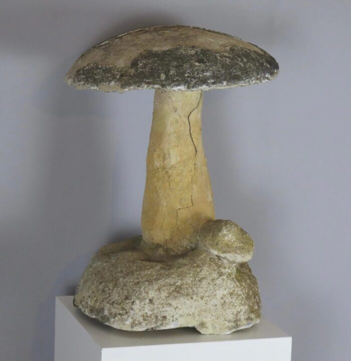 1950s rustic french stone mushroom sculpture 6627