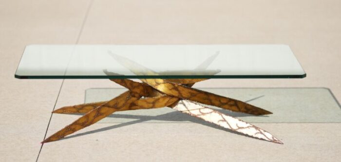 1960s brutalist torch cut steel silas seandel style coffee table base 2154