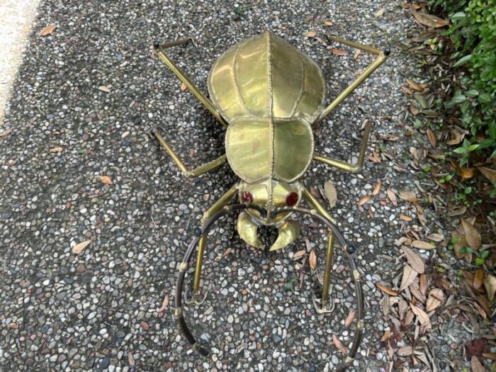 1960s french brutalist brass scarab coffee table base 0108