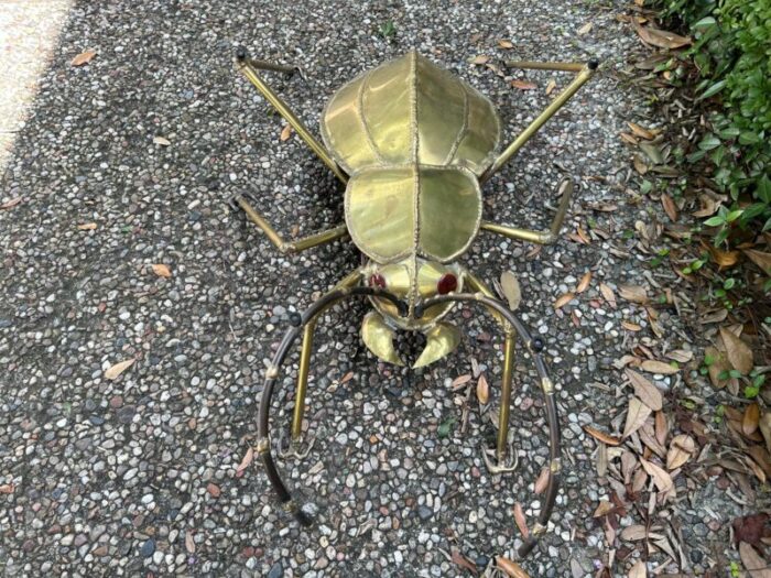 1960s french brutalist brass scarab coffee table base 0720