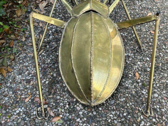 1960s french brutalist brass scarab coffee table base 0746