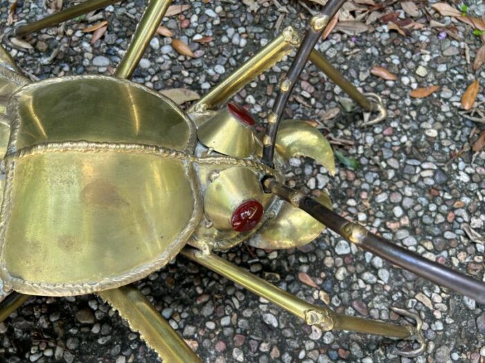 1960s french brutalist brass scarab coffee table base 0915