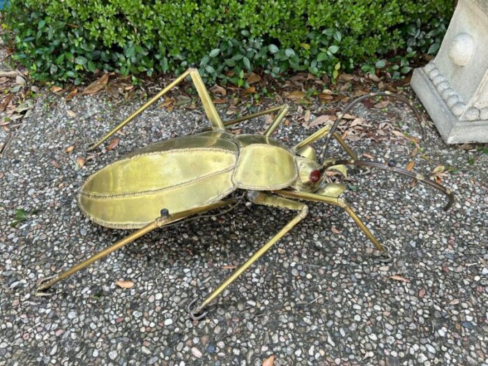 1960s french brutalist brass scarab coffee table base 3086