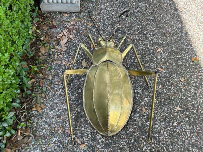 1960s french brutalist brass scarab coffee table base 8860