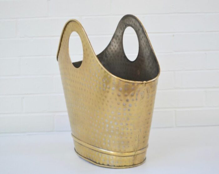 1960s mid century hammered brass rack or stand 3384