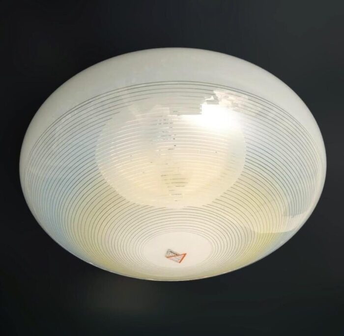 1960s ribbed flush mount by murano luce 8722